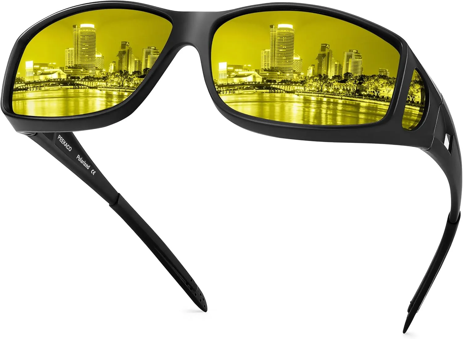 Night Vision Driving Glasses Fit Over Glasses, Wrap Around Nighttime Glasses Anti Glare Polarized for Men Women