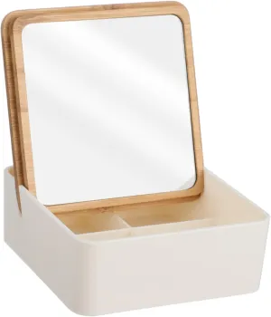 NOLITOY 1pc Cosmetic Mirror Desktop Folding Mini Mirrors Make up Mirror LED Storage Work Desk Makeup Mirror Small Mirror Stainless Steel