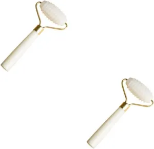 NOLITOY 2 Pcs Real Jade Roller for Face Facial Massage Tool Compact and Portable
