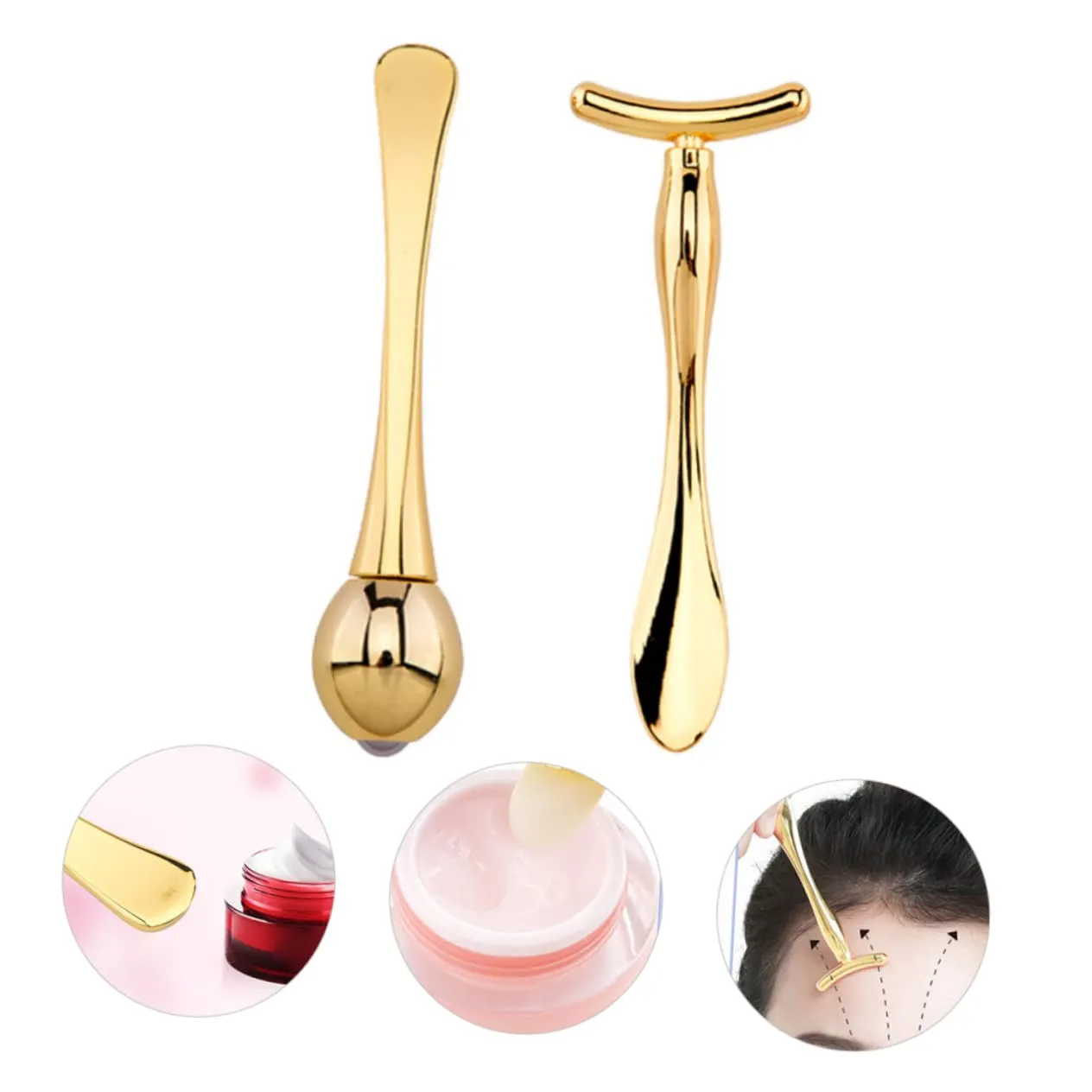 NOLITOY 3sets Scoop Shaped Massage Stick Ends for Smooth Skin Care Portable and Compact Design for Eye Essence Application and Puffiness Reduction