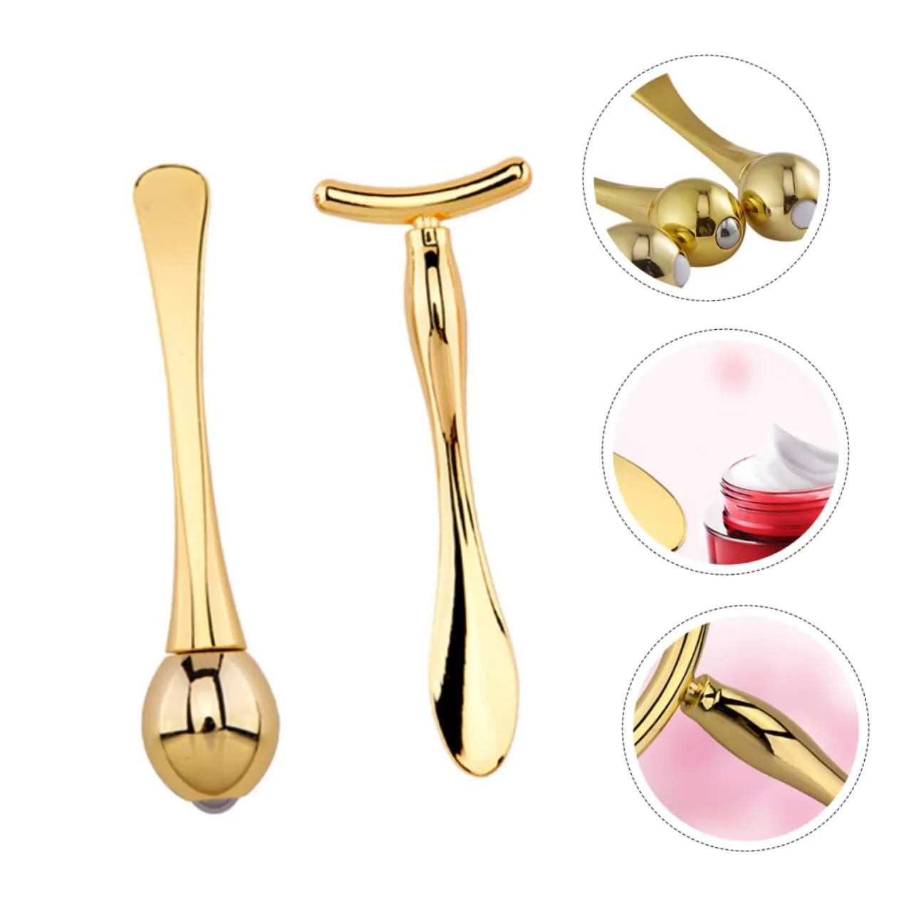NOLITOY 3sets Scoop Shaped Massage Stick Ends for Smooth Skin Care Portable and Compact Design for Eye Essence Application and Puffiness Reduction