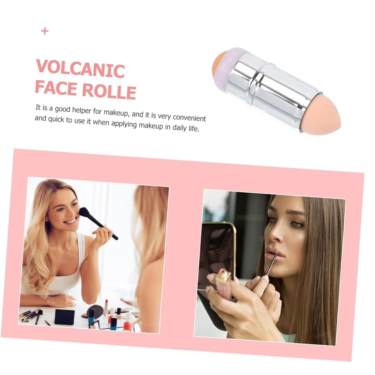 NOLITOY 4pcs Dual- Volcanic Stone Oil Absorbing Roller Makeup Sponge Compact Facial Tool for Oil Control Reusable Portable Promotes Circulation Go