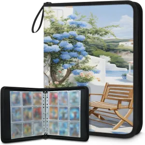 Nordic Door 3 Ring Trading Zipper Binder Strap, Trading Card Binder 4 Pocket, 400 Pockets Card Holder with 50 Removable Sleeves for Game Cards