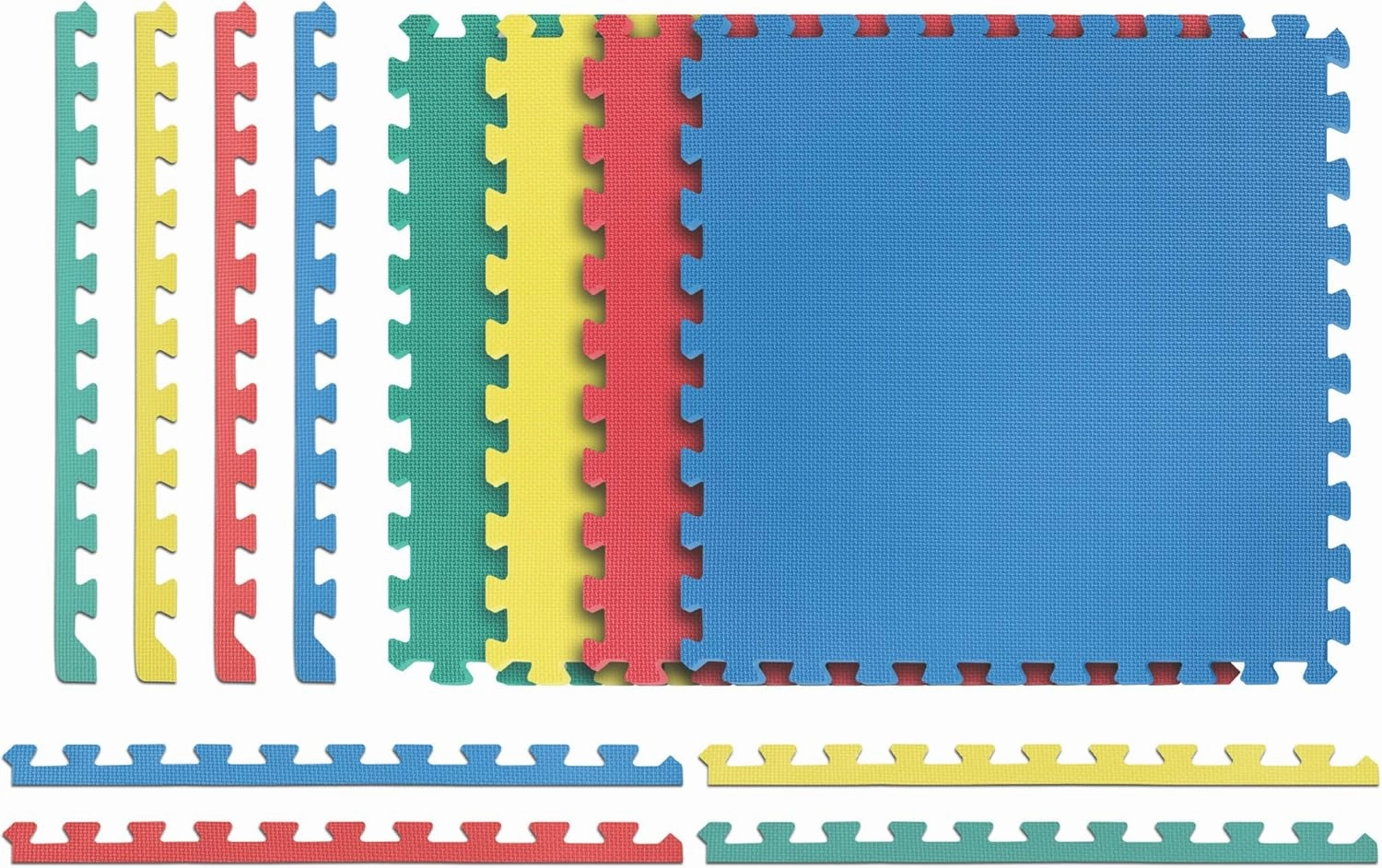 Norsk Solid Color Multi-Purpose Foam Flooring - EVA Foam Interlocking Tiles (Multi Color, 12 Tiles - 48 Sq. Ft)