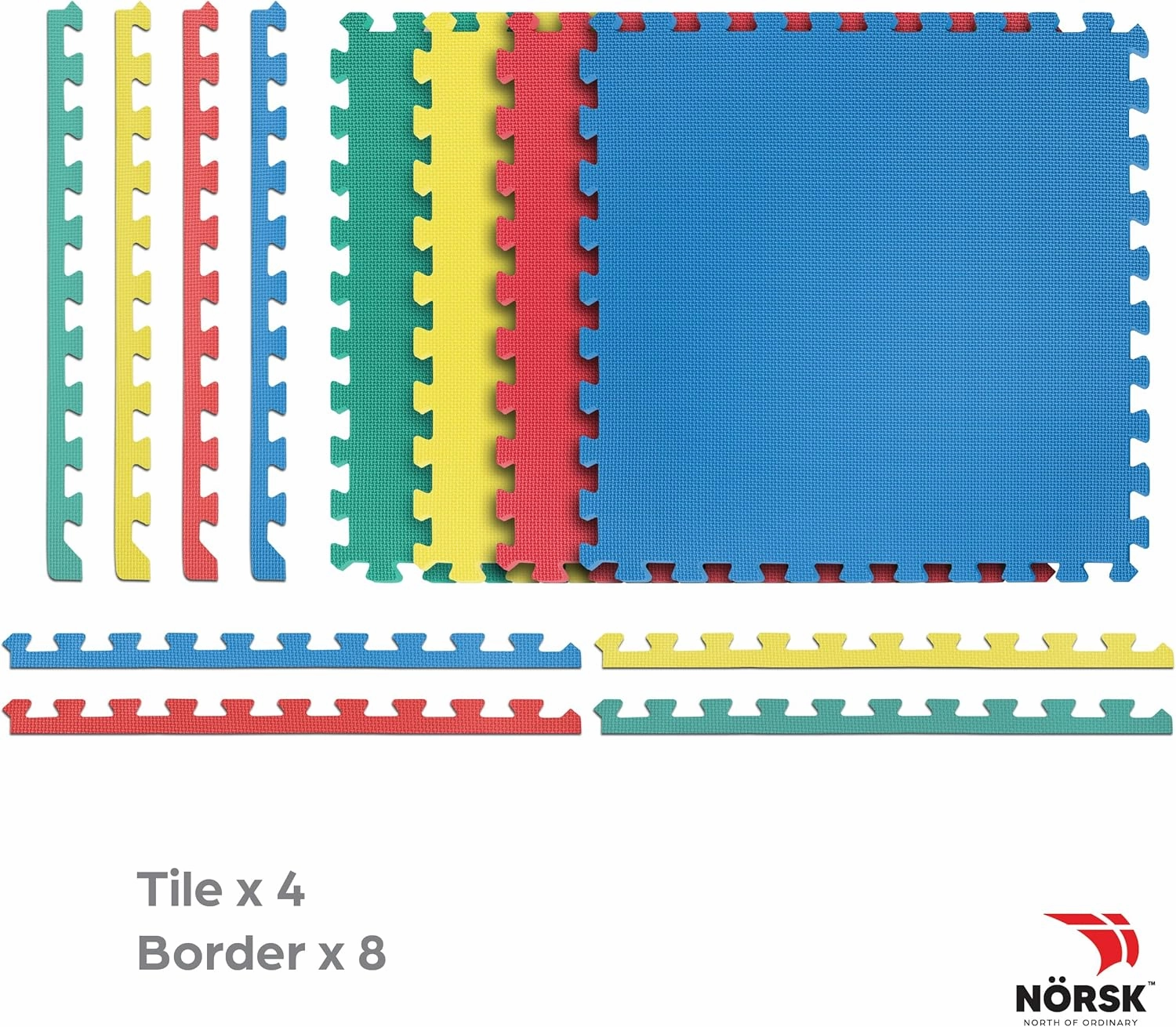 Norsk Solid Color Multi-Purpose Foam Flooring - EVA Foam Interlocking Tiles (Multi Color, 36 Tiles - 144 Sq. Ft)