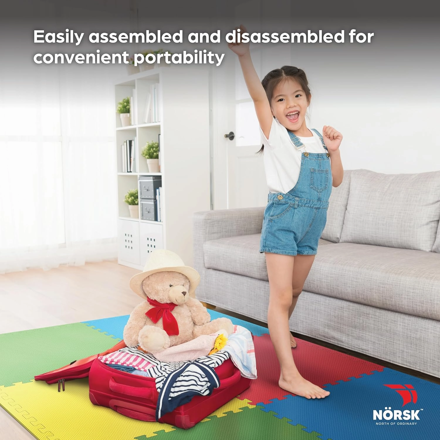 Norsk Solid Color Multi-Purpose Foam Flooring - EVA Foam Interlocking Tiles (Multi Color, 36 Tiles - 144 Sq. Ft)