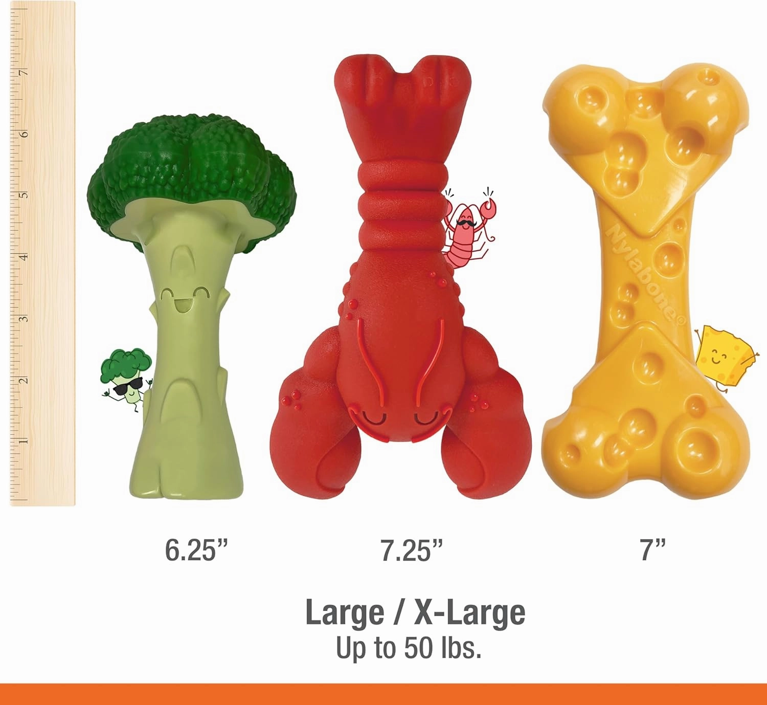 Nylabone Power Chew Toy Bundle, Cute Dog Toys for Aggressive Chewers, Filet Mignon, Cheese, and Bacon Flavors, Large Dogs - Up to 50 lbs, 3 Pack