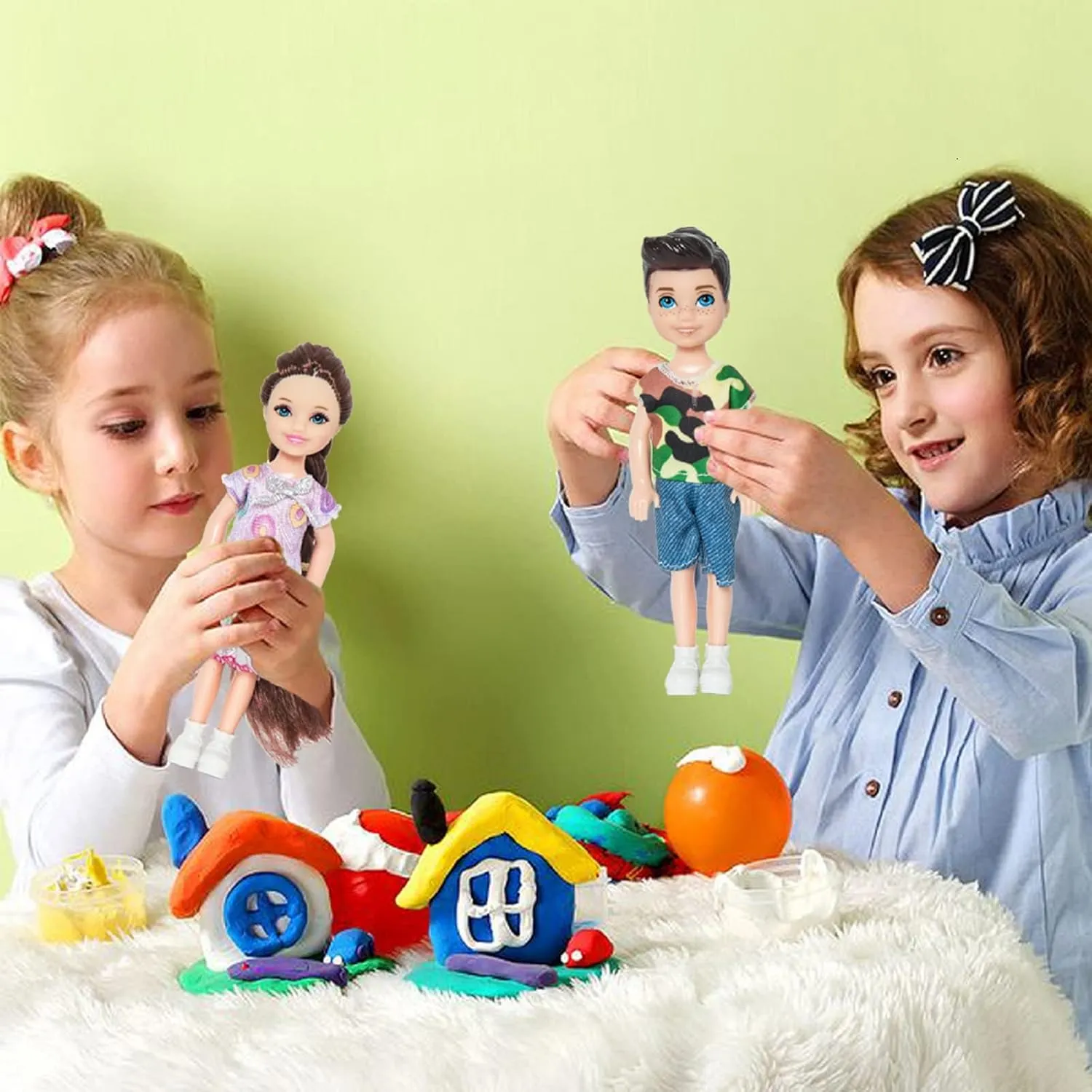 ONEST 10 Sets 5 Inch Mini Doll with Doll Clothes Party Grown Outfits Doll Accessories for Kids