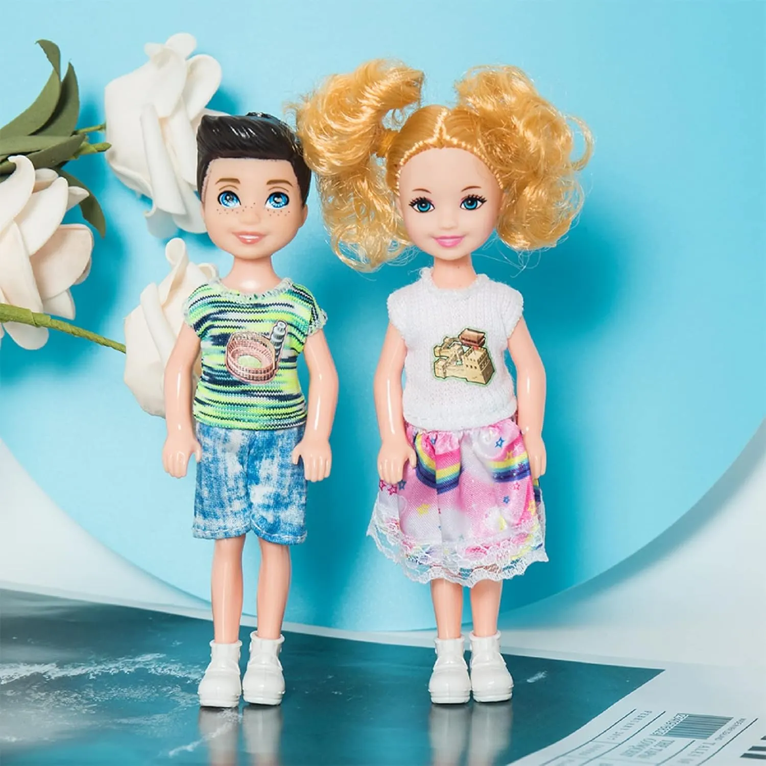 ONEST 10 Sets 5 Inch Mini Doll with Doll Clothes Party Grown Outfits Doll Accessories for Kids