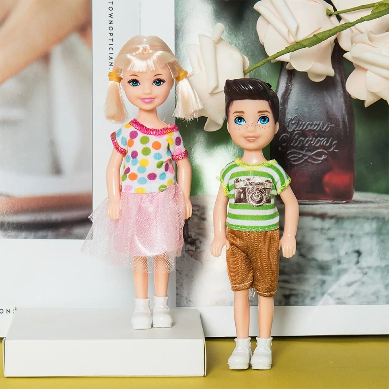 ONEST 10 Sets 5 Inch Mini Doll with Doll Clothes Party Grown Outfits Doll Accessories for Kids
