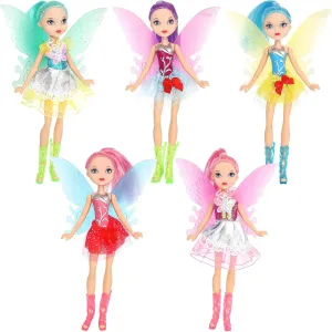 ONEST 5 Sets 8 Inch Fairy Girl Dolls Include 5 Set 8 Inch Flower Fairy Dolls, 5 Pieces Handmade Doll Clothes, 5 Pairs of Doll Shoes