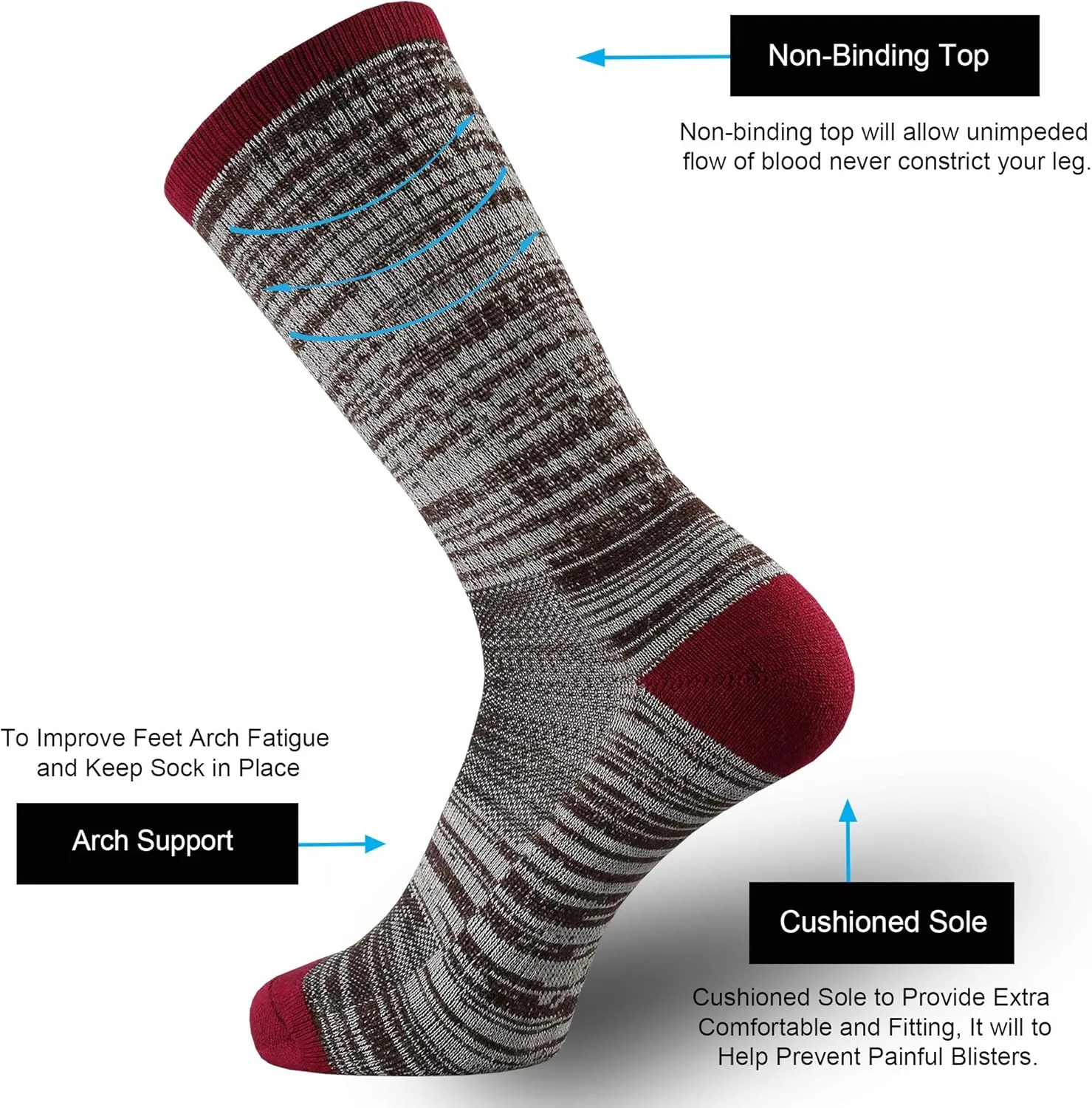 ONKE Merino Wool Socks for Women Ladies Cushion Crew Medium Weight Colorful Comfy Outdoor Trail Hiking Hike All Seasons Warm