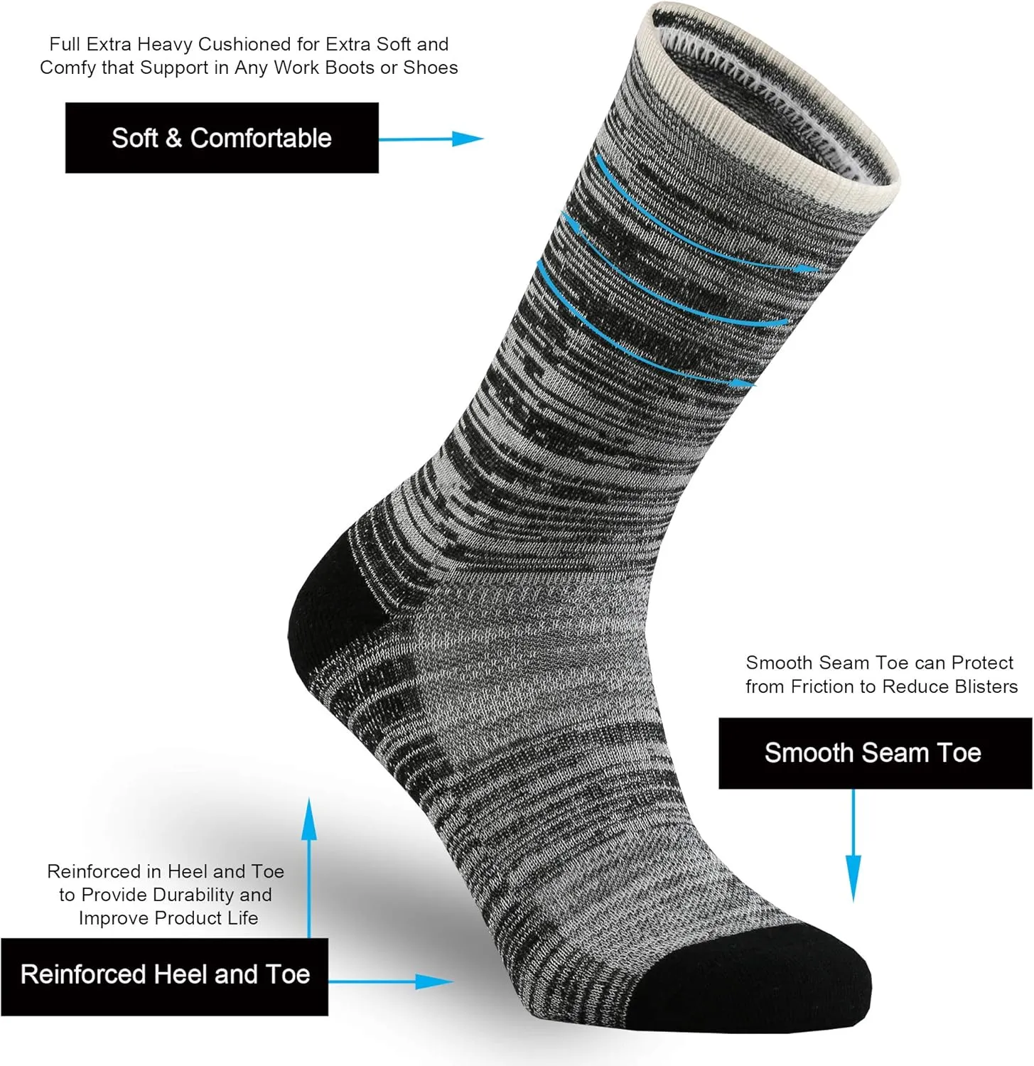 ONKE Merino Wool Socks for Women Ladies Cushion Crew Medium Weight Colorful Comfy Outdoor Trail Hiking Hike All Seasons Warm