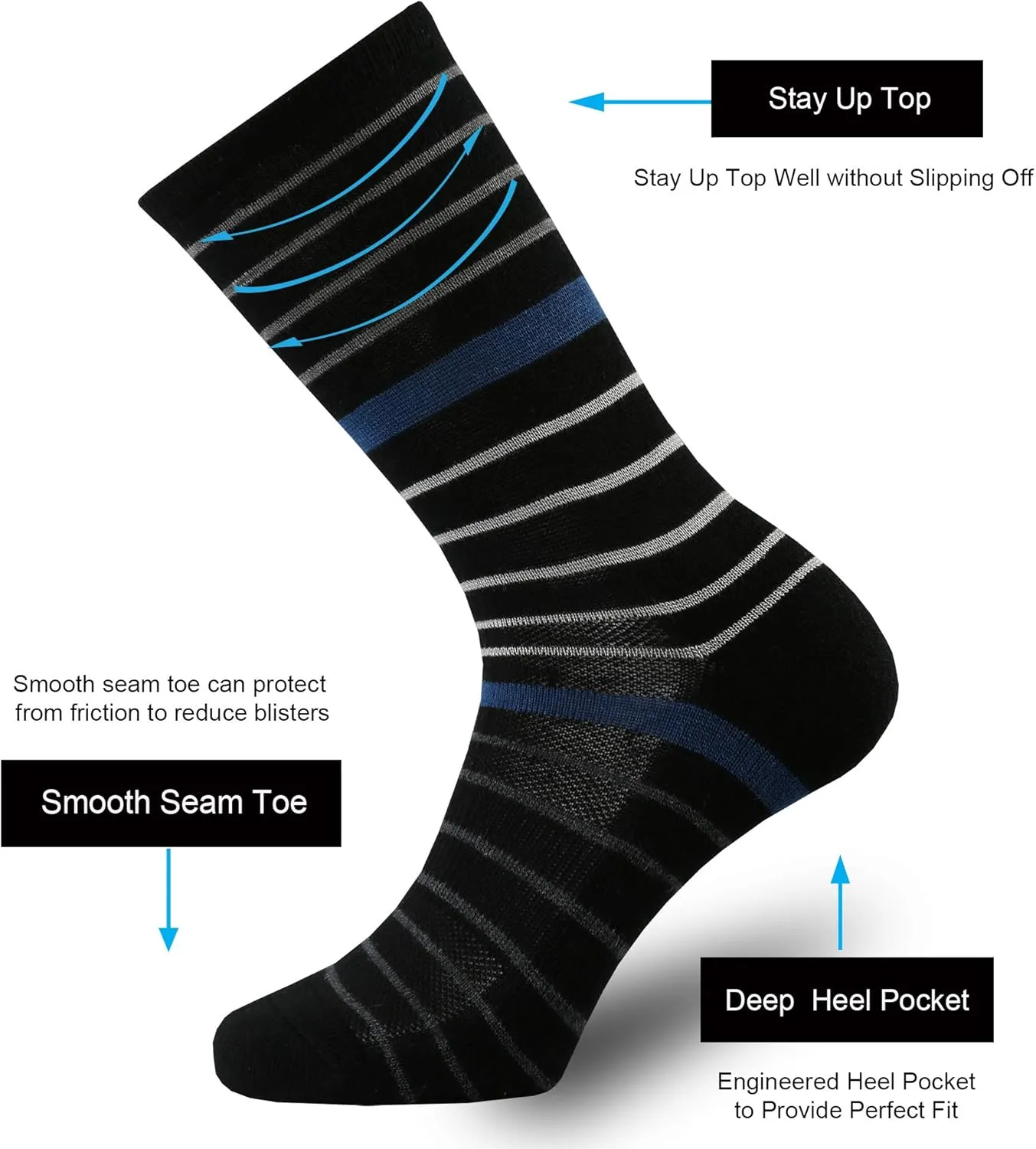 ONKE Merino Wool Socks for Women Ladies Cushion Crew Medium Weight Colorful Comfy Outdoor Trail Hiking Hike All Seasons Warm