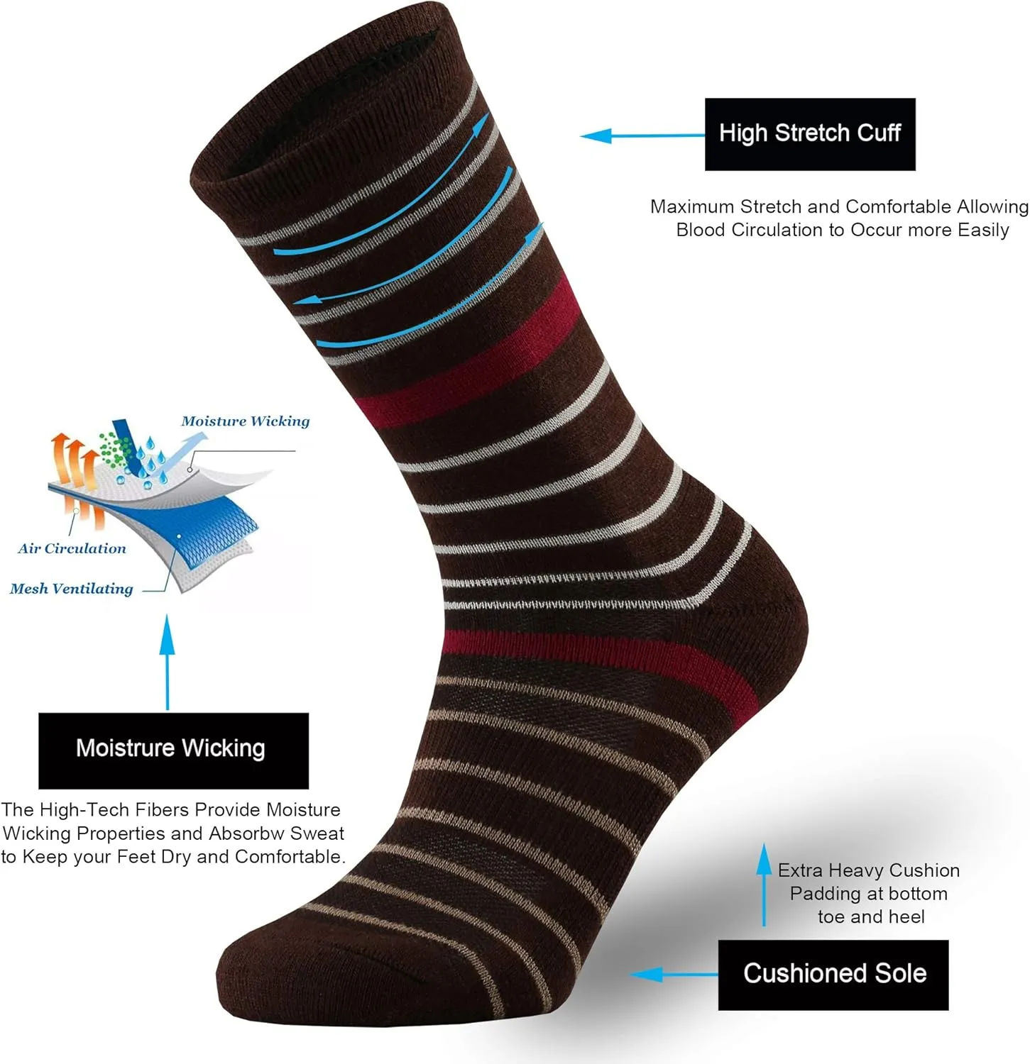 ONKE Merino Wool Socks for Women Ladies Cushion Crew Medium Weight Colorful Comfy Outdoor Trail Hiking Hike All Seasons Warm
