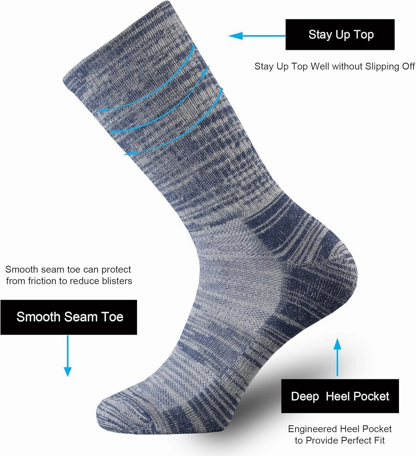 ONKE Merino Wool Socks for Women Ladies Cushion Crew Medium Weight Colorful Comfy Outdoor Trail Hiking Hike All Seasons Warm