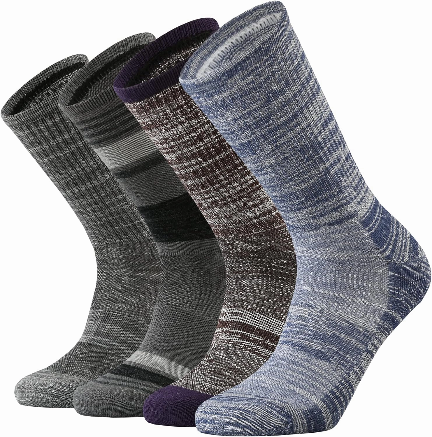 ONKE Merino Wool Socks for Women Ladies Cushion Crew Medium Weight Colorful Comfy Outdoor Trail Hiking Hike All Seasons Warm