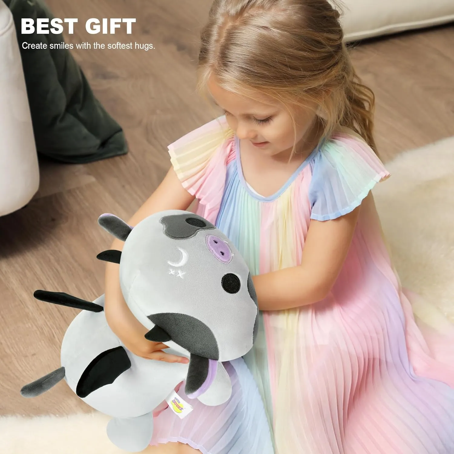 Onsoyours Original Cute Bat Cow Plushie, Soft Stuffed Cow Squishy Plush Animal Toy Cow with Wings Bat Pillow for Kids (Bat Cow, 12")