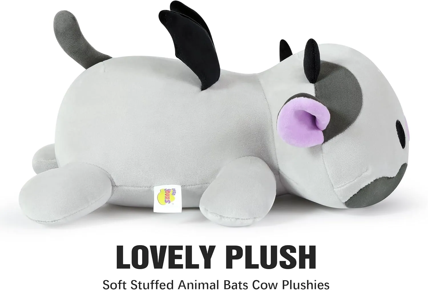 Onsoyours Original Cute Bat Cow Plushie, Soft Stuffed Cow Squishy Plush Animal Toy Cow with Wings Bat Pillow for Kids (Bat Cow, 12")