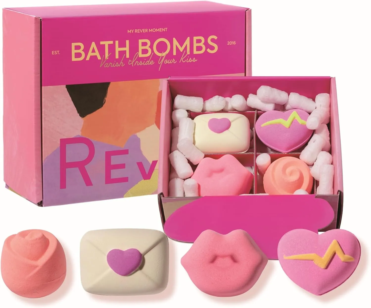 Organic Bath Bombs for Women - Handmade 4 Pcs with Essential Oils, Unique Lover's Design, Natural Bubble Bath Bombs Present for Women, Kids, Girlfriend