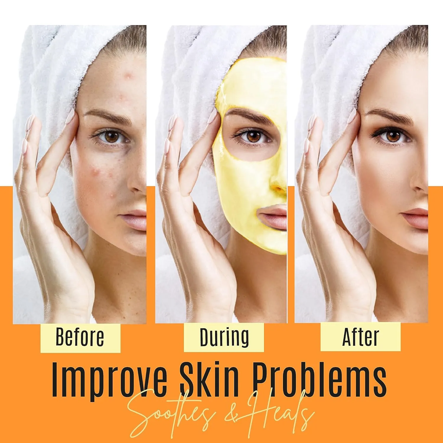 Organic Clay Mask Stick – Turmeric Mask Stick for Acne Scars & Pore Cleansing – Helps Even Skin Tone & Improve Texture – All-Natural Skin Repair Formula – 1.4 Fl Oz (Pack of 3)