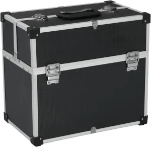 Organize Your Tools with Lockable Aluminum Tool Case, 6 Extendable Trays, Convenient Handle, Black