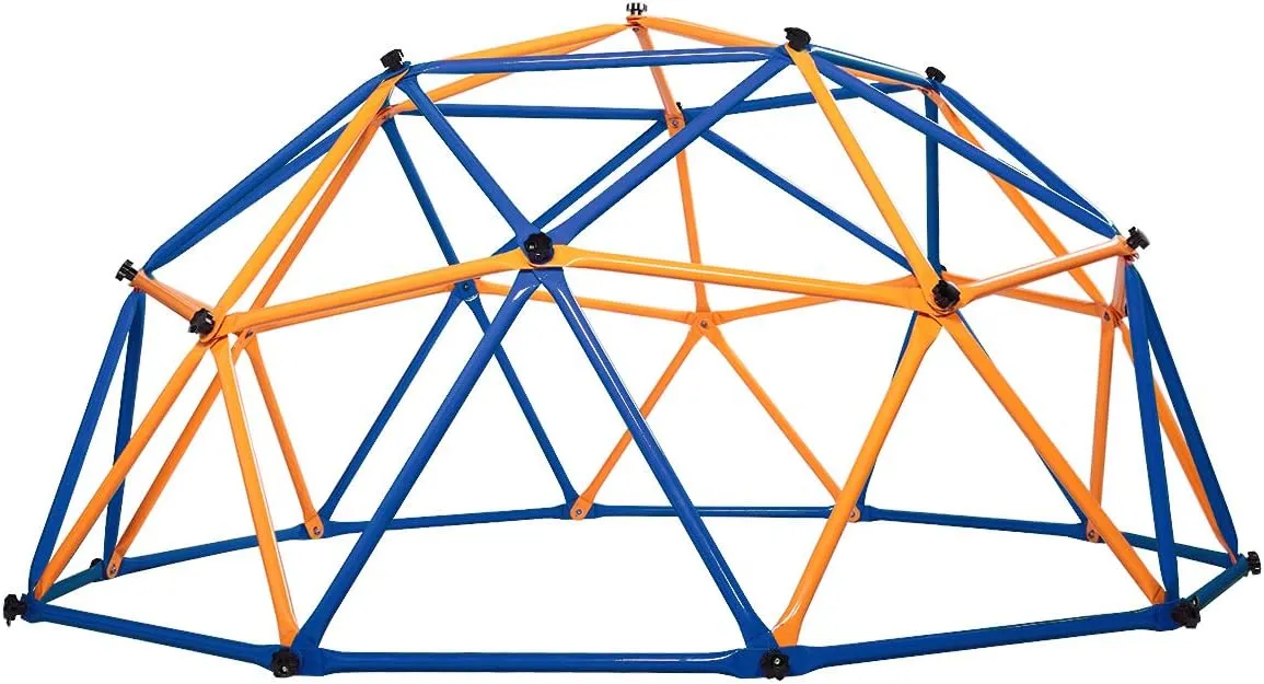 Outdoor Dome Climber, Monkey Bars Climbing Tower, Jungle Gym Playground for Kids Aged 3-10, Blue & Yellow