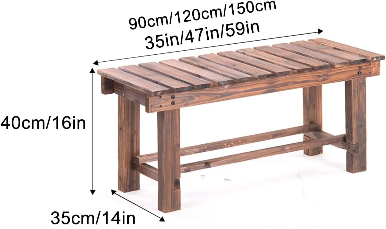 Outdoor Garden Bench, 2 Person Wooden Deck Bench, Durable And Comfortable Recreational Park Seating, Weatherproof Design, Weight Capacity Up To 400 Lbs, For Gardens, Decks And Parks(90*35*40)