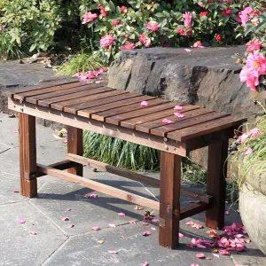 Outdoor Garden Bench, 2 Person Wooden Deck Bench, Durable And Comfortable Recreational Park Seating, Weatherproof Design, Weight Capacity Up To 400 Lbs, For Gardens, Decks And Parks(90*35*40)