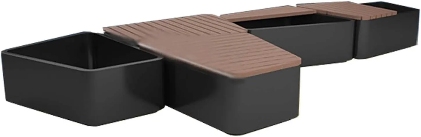 Outdoor Park Planter Bench Iron Sitting Bench Flower Box Combination Antiseptic Wood Resting Bench Commercial Street Outdoor Leisure Seating Stainless Steel Creative Planter Planting Box DIY Assembly