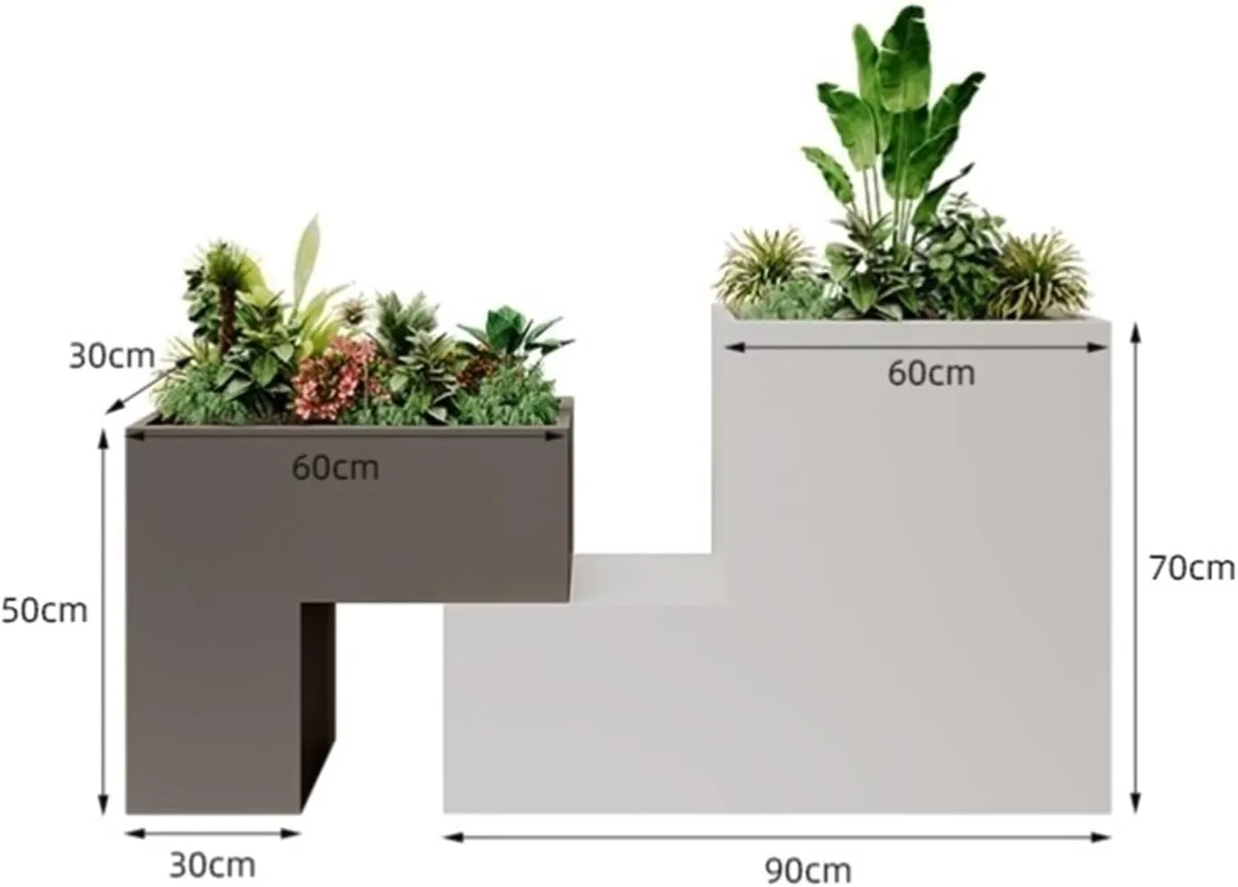 Outdoor Park Planter Bench Outdoor Iron Flower Box Seat Garden Park Leisure Area Sitting Bench Planter Geometric Puzzle Designs Park Flower Box Bench(Medium)