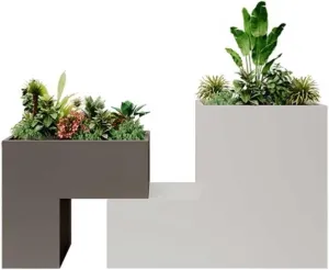 Outdoor Park Planter Bench Outdoor Iron Flower Box Seat Garden Park Leisure Area Sitting Bench Planter Geometric Puzzle Designs Park Flower Box Bench(Medium)