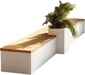 Outdoor Park Planter Bench Outdoor Metal Garden Bench with Raised Planter Bench Wood Seat and Planter Bench for Park, Yard, Porch, Lawn, Balcony, Backyard Park Flower Box Bench(Medium)