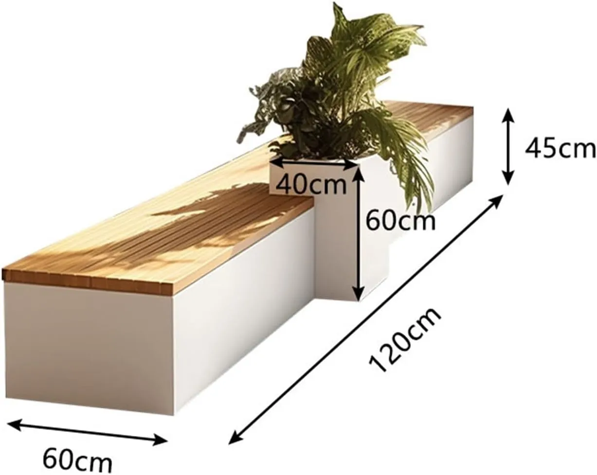 Outdoor Park Planter Bench Outdoor Metal Garden Bench with Raised Planter Bench Wood Seat and Planter Bench for Park, Yard, Porch, Lawn, Balcony, Backyard Park Flower Box Bench(Small)