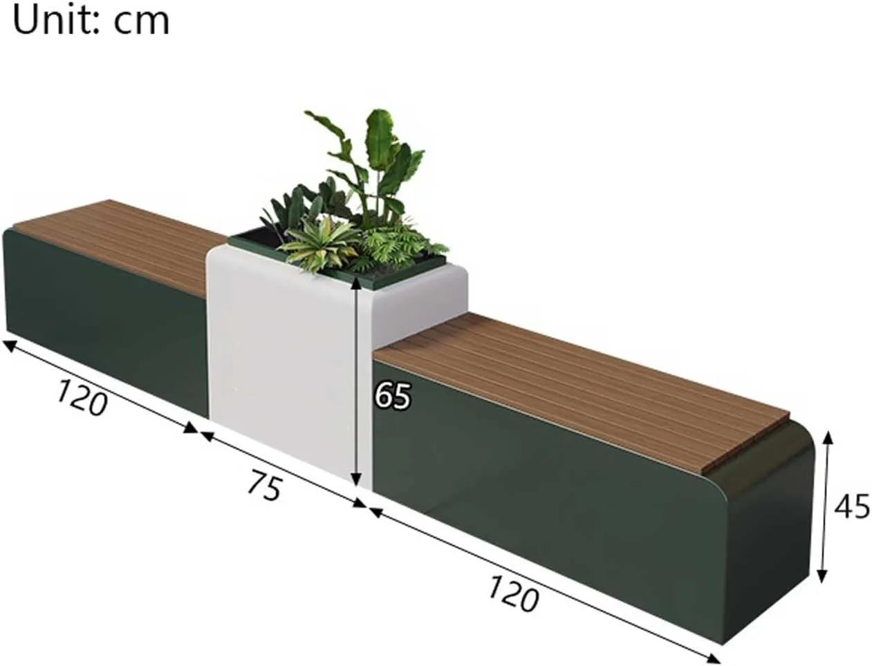 Outdoor Park Planter Bench Outdoor Metal Rest Bench and Raised Planting Box Set 2 Benches and 1 Raised Planter Great for Outdoor Garden Park Mall Rest Area Park Flower Box Bench(Black)