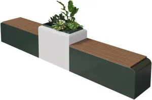Outdoor Park Planter Bench Outdoor Metal Rest Bench and Raised Planting Box Set 2 Benches and 1 Raised Planter Great for Outdoor Garden Park Mall Rest Area Park Flower Box Bench(Black)