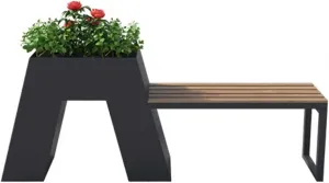 Outdoor Park Planter Bench Outdoor Raised Planter Bench with 2 Wooden Benches White Planter Box to Grow Green Plants, Flowers, and Vegetables Park Flower Box Bench(Medium)
