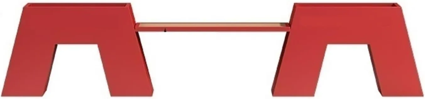 Outdoor Park Planter Bench Outdoor Red Bench with 2 Planter Boxes Creative Metal Raised Garden Bed and Bench Combination Set Garden Patio Planter Box with Bench Park Flower Box Bench