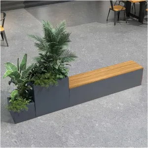 Outdoor Park Planter Bench Outdoor Stainless Steel Raised Garden Bed with Bench DIY Assembly Weather-Resistant Planter Boxes for Flowers Fruit Vegetable Park Flower Box Bench(Small)