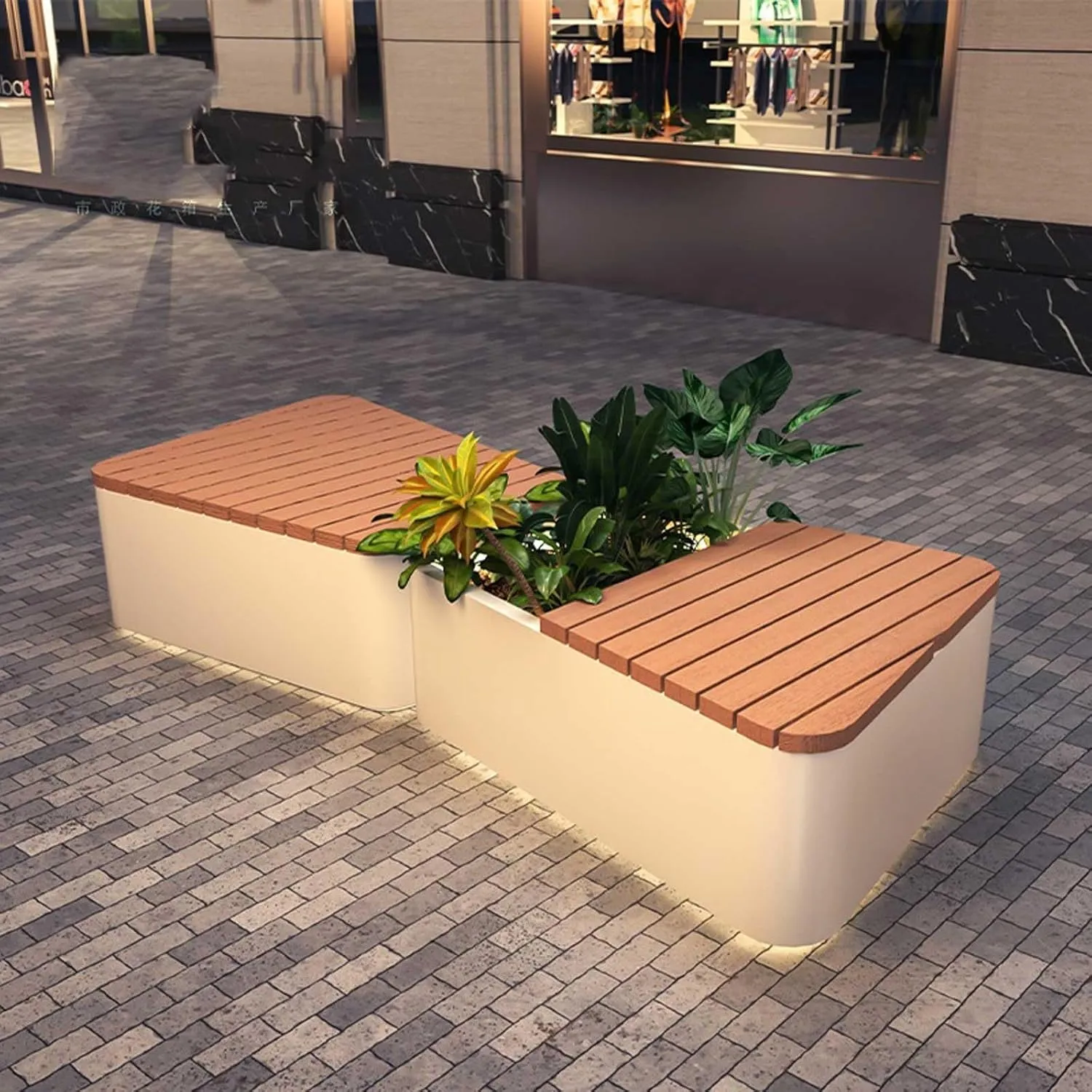 Outdoor Park Planter Bench Planter Bench Hardwood Outdoor Seat with Planter Bench Garden and Yard Decoration Roses, Herb, Flower Display Deck, Patio and Pergola Seating Park Flower Box Bench(White)