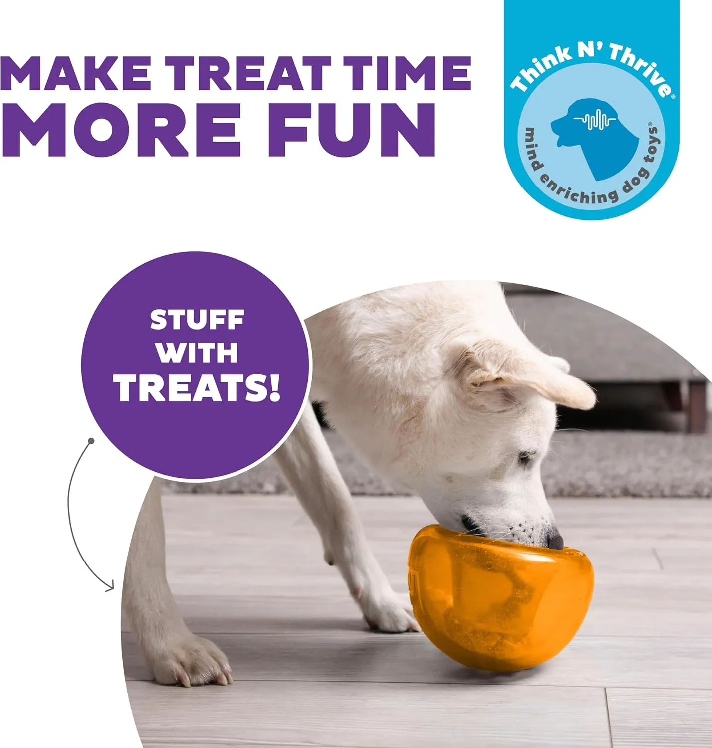 Outward Hound by Planet Dog Snoop Durable Interactive Treat Dispensing Dog Toy, Large, Orange