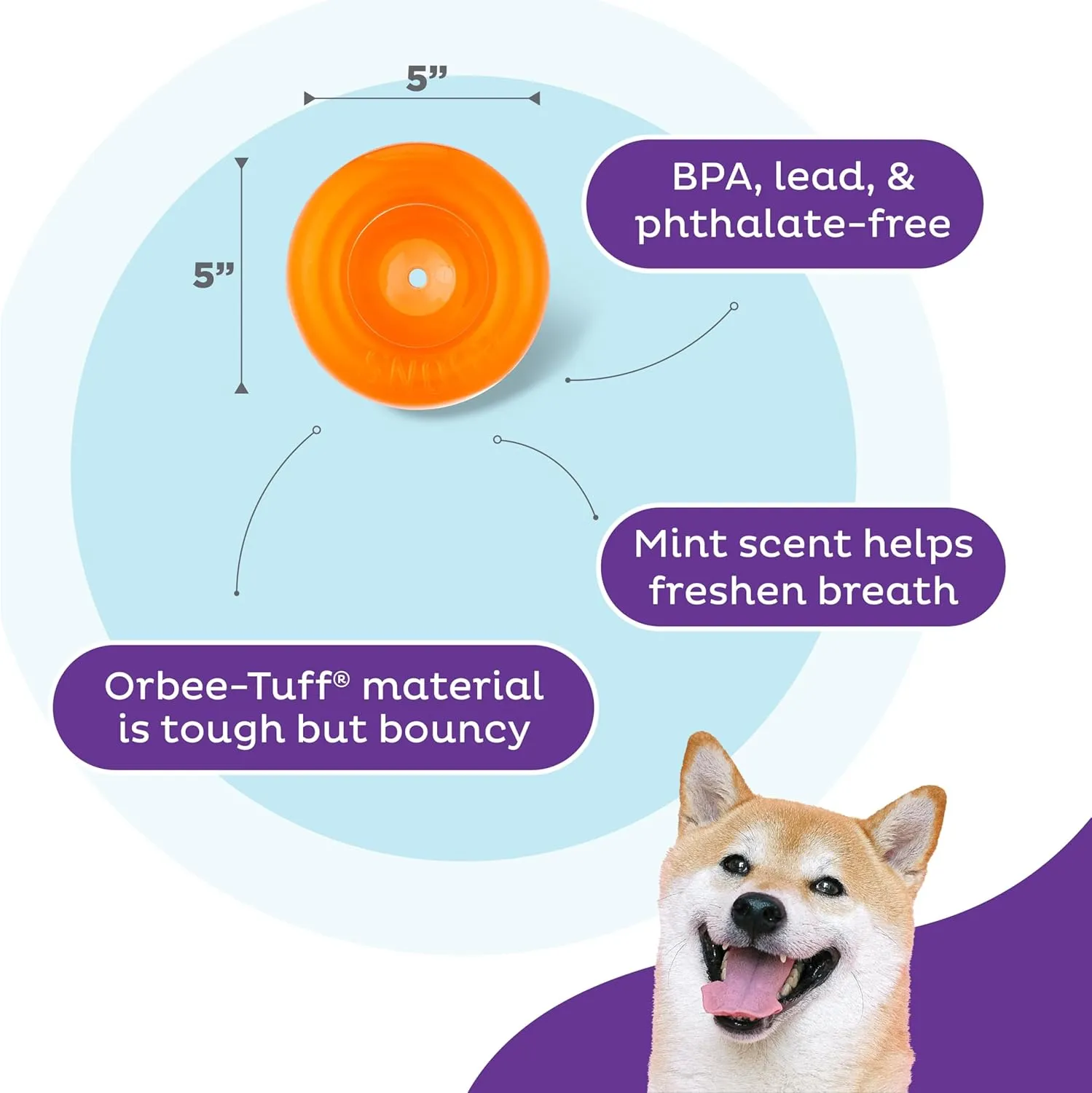 Outward Hound by Planet Dog Snoop Durable Interactive Treat Dispensing Dog Toy, Large, Orange