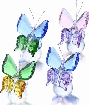 Pack 4 Crystal Butterfly Figurines with Ball Base for Home Wedding Decoration Glass Butterflies Crystal Animal Figurine Butterfly Gifts for Women Lovers