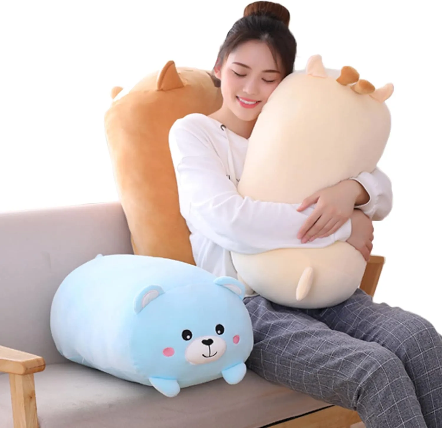Panda Plush Stuffed Animal, Soft Panda Plush Hugging Pillow Cylindrical Body Pillow Toy Gifts for Kids, 33.5"