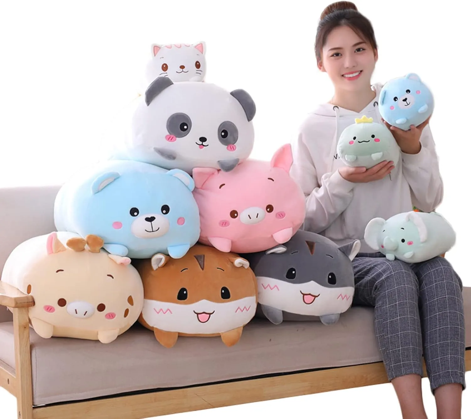 Panda Plush Stuffed Animal, Soft Panda Plush Hugging Pillow Cylindrical Body Pillow Toy Gifts for Kids, 33.5"