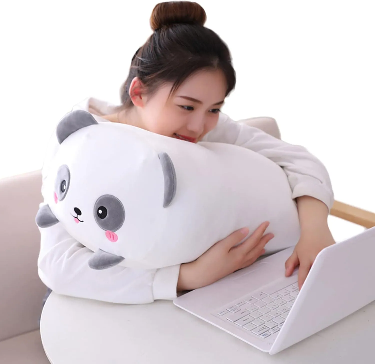 Panda Plush Stuffed Animal, Soft Panda Plush Hugging Pillow Cylindrical Body Pillow Toy Gifts for Kids, 33.5"