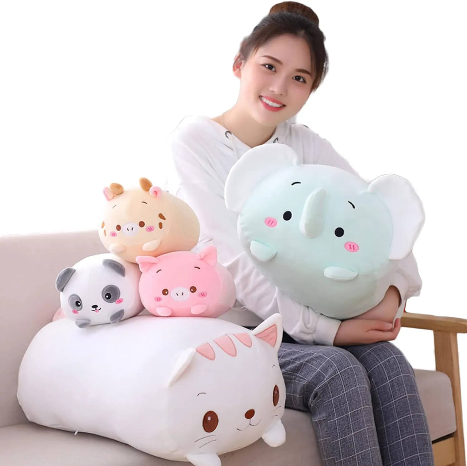 Panda Plush Stuffed Animal, Soft Panda Plush Hugging Pillow Cylindrical Body Pillow Toy Gifts for Kids, 33.5"