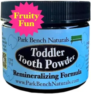 Park Bench Naturals Toddler Tooth Powder, Remineralizing Formula, 1.75 oz in a Fruity Fun Flavour to Encourage Good Oral hygeine routines for Children of All Ages.