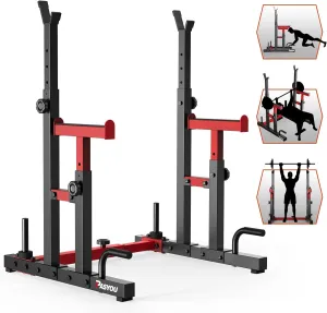 PASYOU Adjustable Squat Rack, Heavy-Duty Gym Rack Stand, Multi-Function Weight Rack Stand with Spotters, Push Up Portable Strength Training Dumbbell Rack, Max Load 550lbs