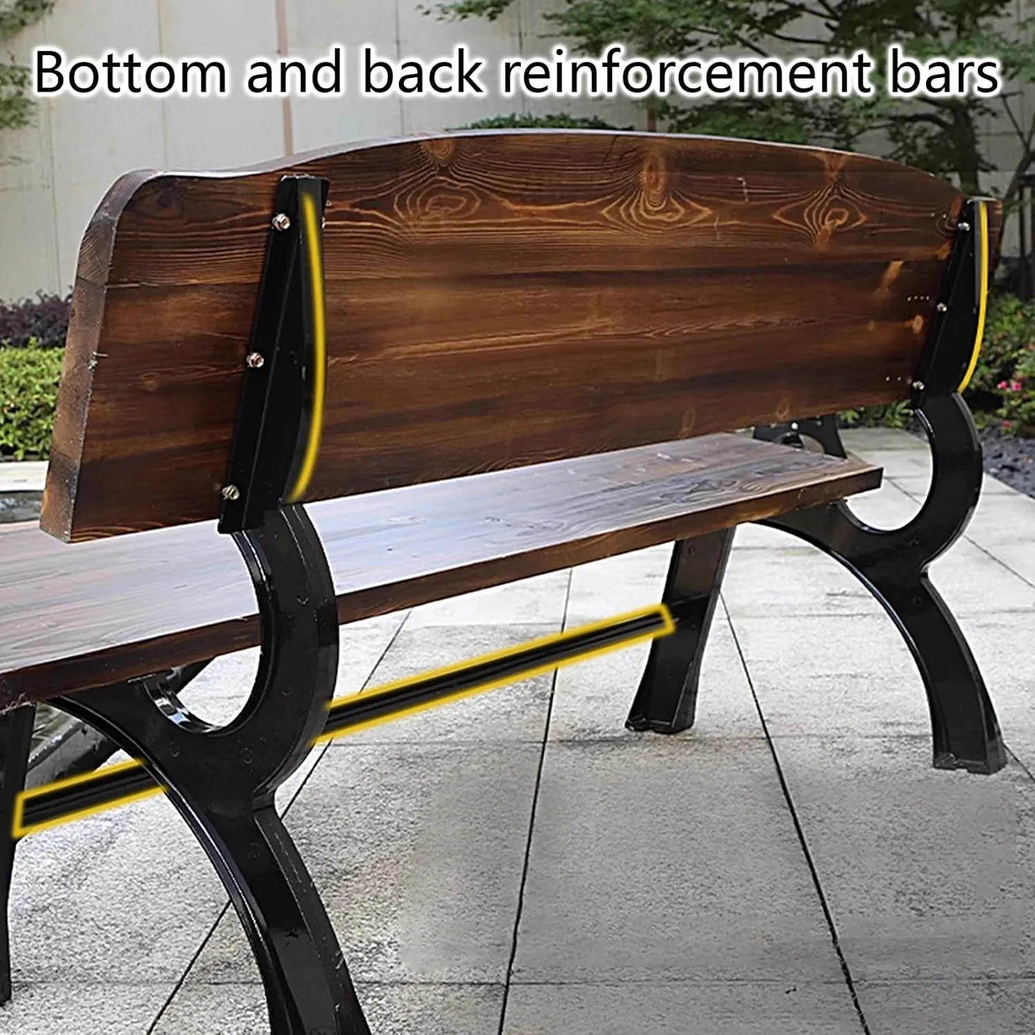 Patio Benches for Outdoors Porch Chairs Weatherproof Solid Wood Panels and Cast Aluminum Frames Porch Furniture for Parks, Communities, Scenic Spots, Squares(Blue,120 * 39 * 43cm)